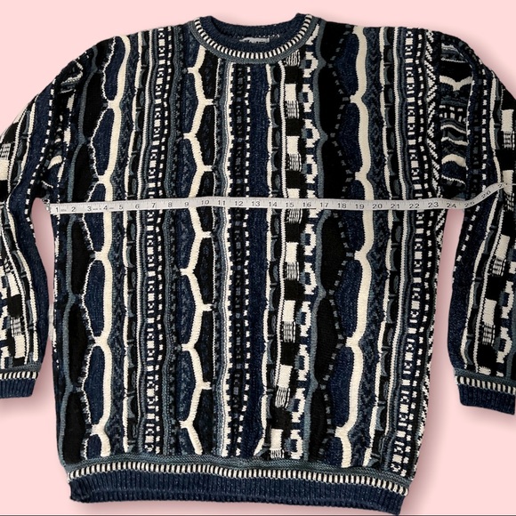 VINTAGE 80s 90s Designer Sweater by Lavané - COOGI style - Blue - Picture 3 of 6